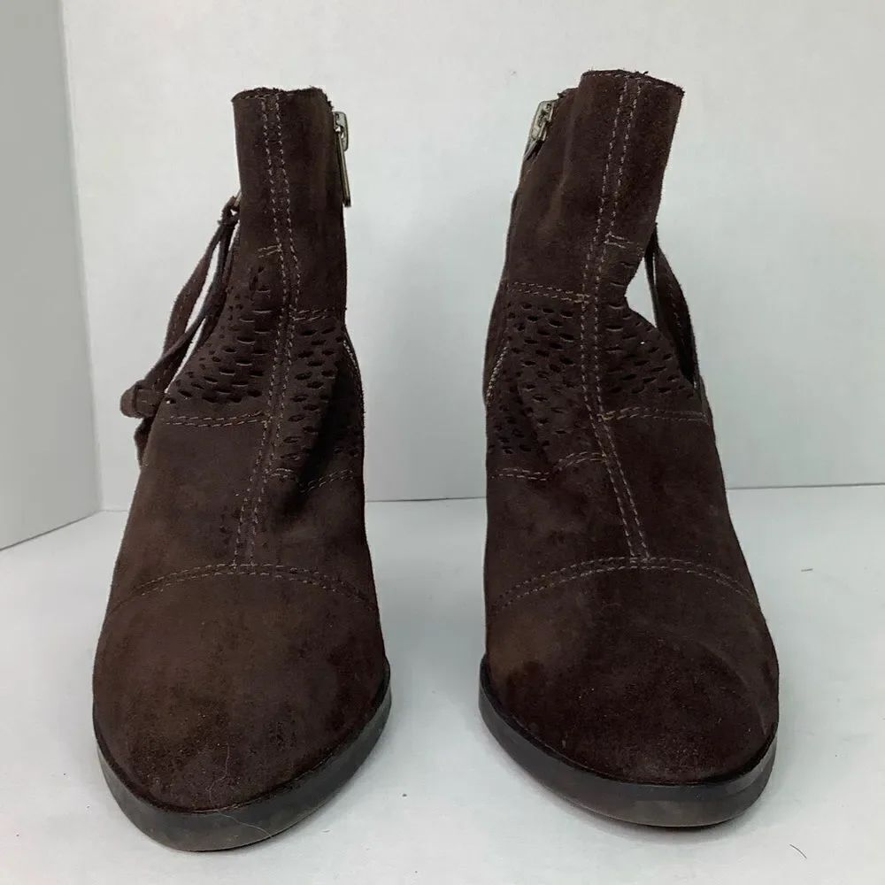 Lucky Brand Chelsey Brown Suede Pointy Toe Ankle Women’s Booties Sz 6 - Picture 4 of 9